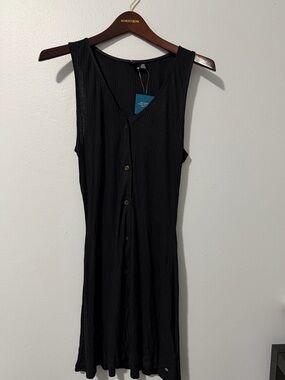 Roxy Black Ribbed dress with Logo Tag